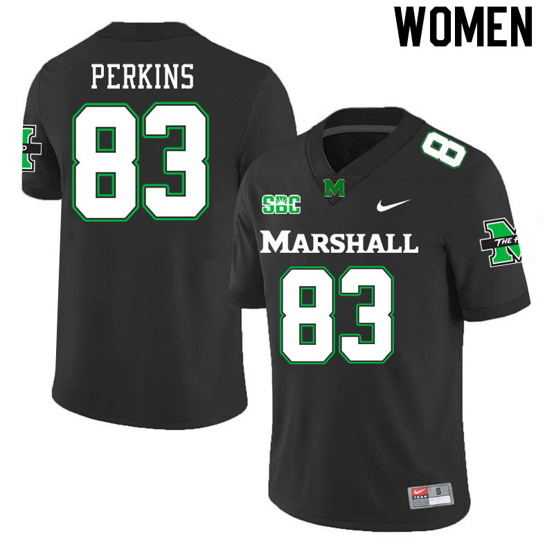 Women #83 Ty Perkins Marshall Thundering Herd SBC Conference College Football Jerseys Stitched-Black